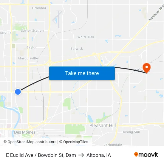 E Euclid Ave / Bowdoin St, Dsm to Altoona, IA map