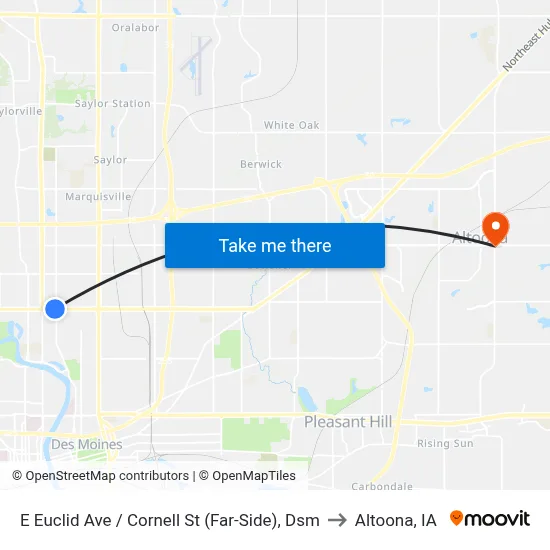 E Euclid Ave / Cornell St (Far-Side), Dsm to Altoona, IA map
