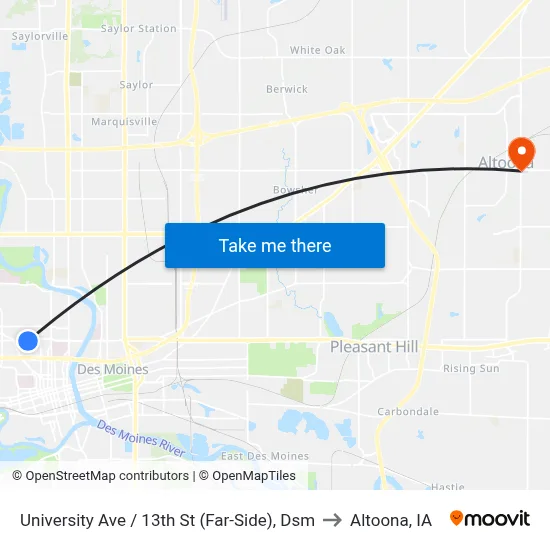 University Ave / 13th St (Far-Side), Dsm to Altoona, IA map