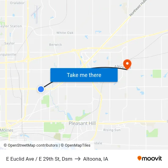 E Euclid Ave / E 29th St, Dsm to Altoona, IA map