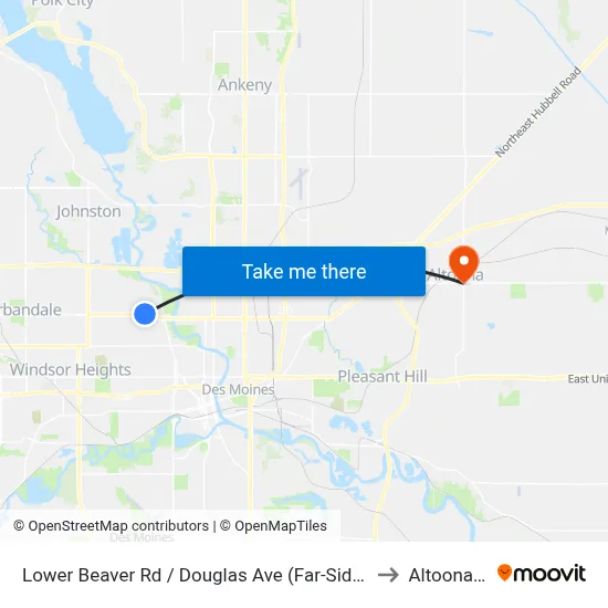 Lower Beaver Rd / Douglas Ave (Far-Side), Dsm to Altoona, IA map