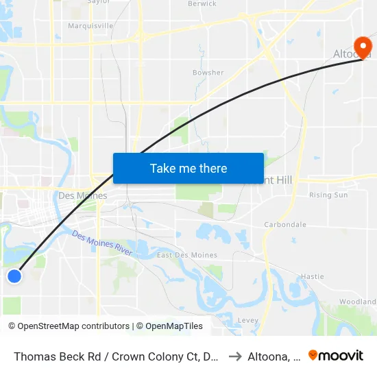 Thomas Beck Rd / Crown Colony Ct, Dsm to Altoona, IA map