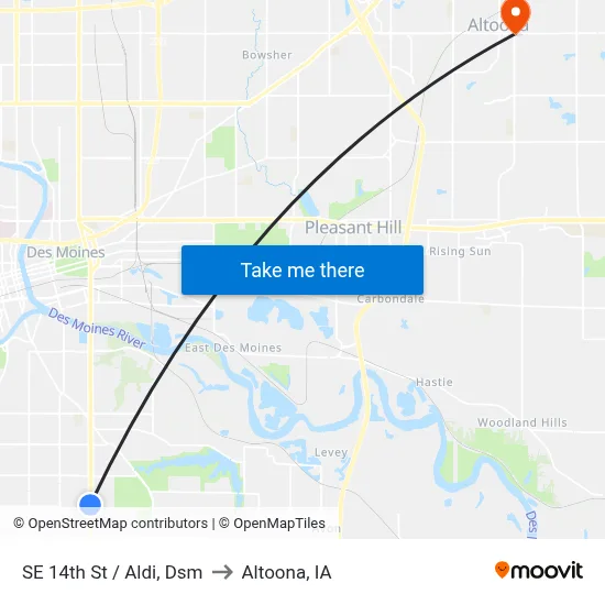 SE 14th St / Aldi, Dsm to Altoona, IA map