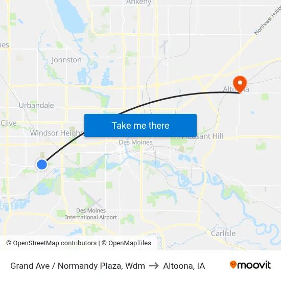 Grand Ave / Normandy Plaza, Wdm to Altoona, IA map