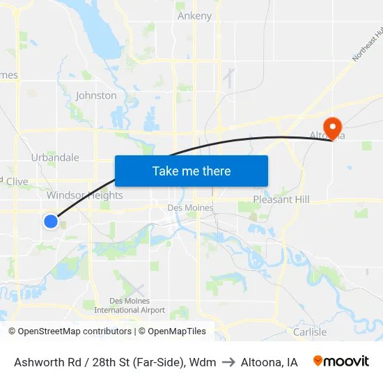 Ashworth Rd / 28th St (Far-Side), Wdm to Altoona, IA map