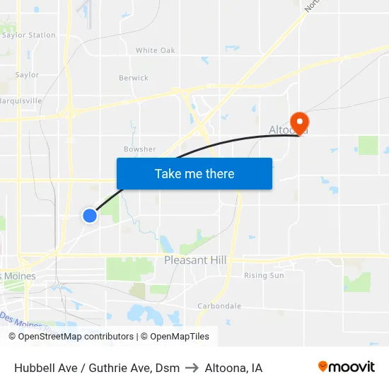Hubbell Ave / Guthrie Ave, Dsm to Altoona, IA map