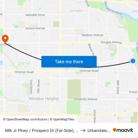 Mlk Jr Pkwy / Prospect Dr (Far-Side), Dsm to Urbandale, IA map