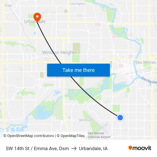 SW 14th St / Emma Ave, Dsm to Urbandale, IA map