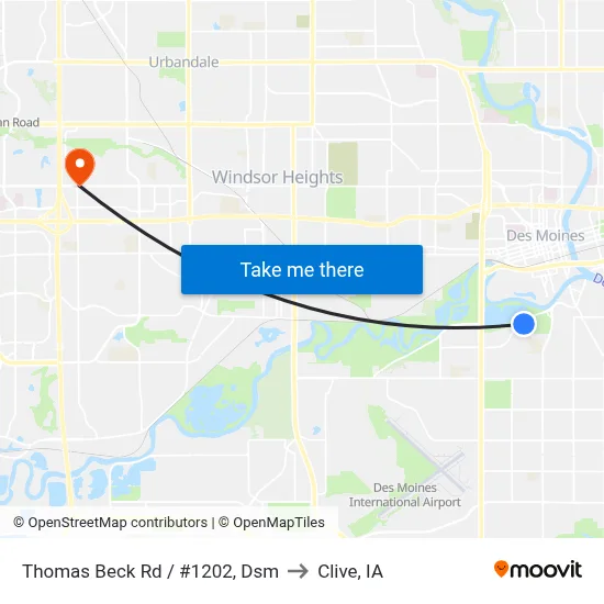 Thomas Beck Rd / #1202, Dsm to Clive, IA map