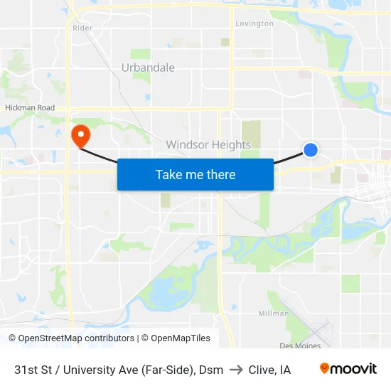 31st St / University Ave (Far-Side), Dsm to Clive, IA map