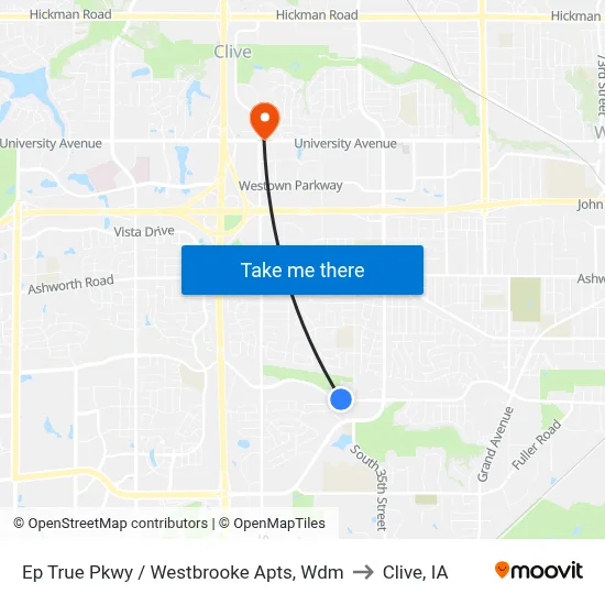 Ep True Pkwy / Westbrooke Apts, Wdm to Clive, IA map