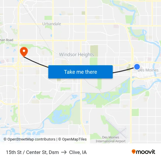 15th St / Center St, Dsm to Clive, IA map