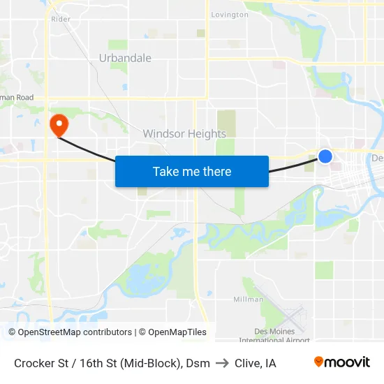 Crocker St / 16th St (Mid-Block), Dsm to Clive, IA map