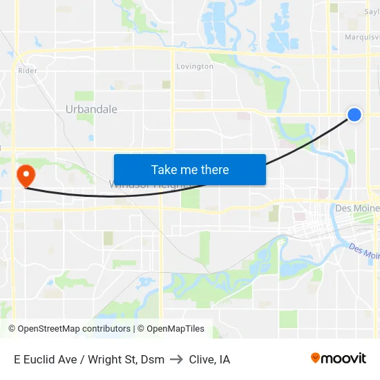 E Euclid Ave / Wright St, Dsm to Clive, IA map