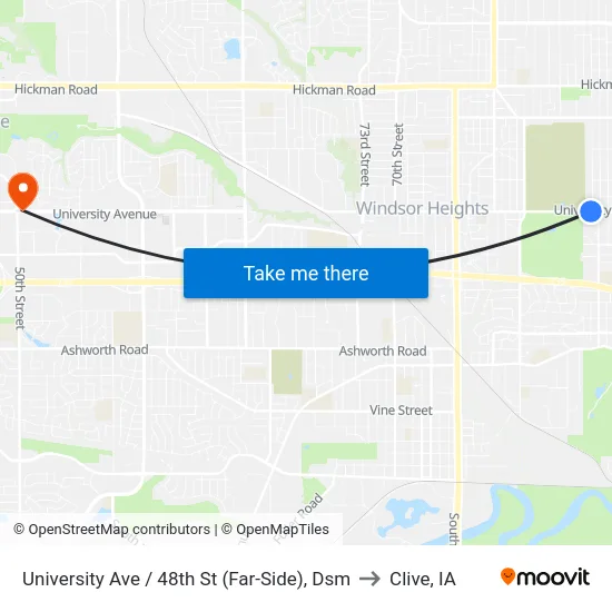 University Ave / 48th St (Far-Side), Dsm to Clive, IA map