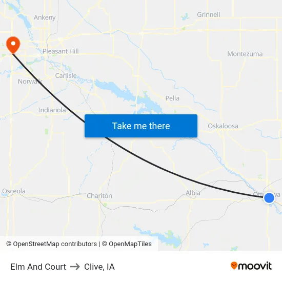 Elm And Court to Clive, IA map