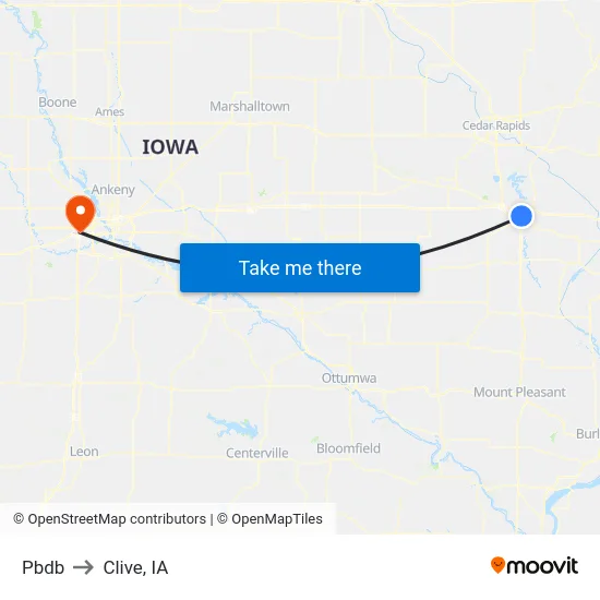 Pbdb to Clive, IA map