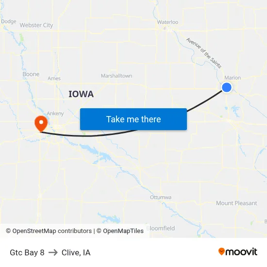 Gtc Bay 8 to Clive, IA map