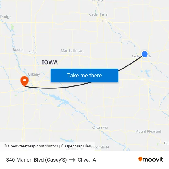 340 Marion Blvd (Casey'S) to Clive, IA map