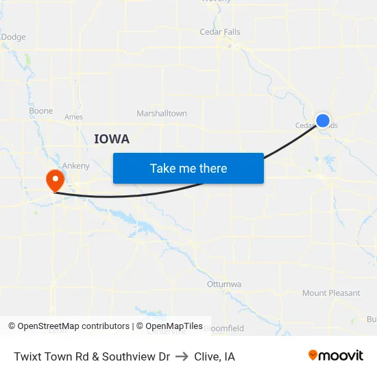 Twixt Town Rd & Southview Dr to Clive, IA map