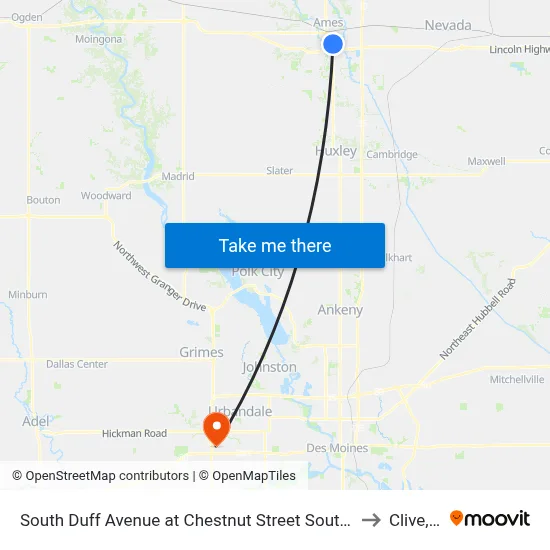 South Duff Avenue at Chestnut Street Southbound to Clive, IA map