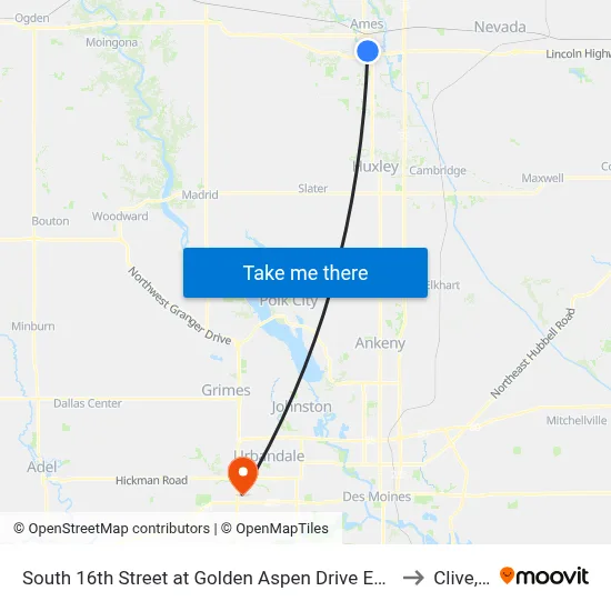 South 16th Street at Golden Aspen Drive Eastbound to Clive, IA map