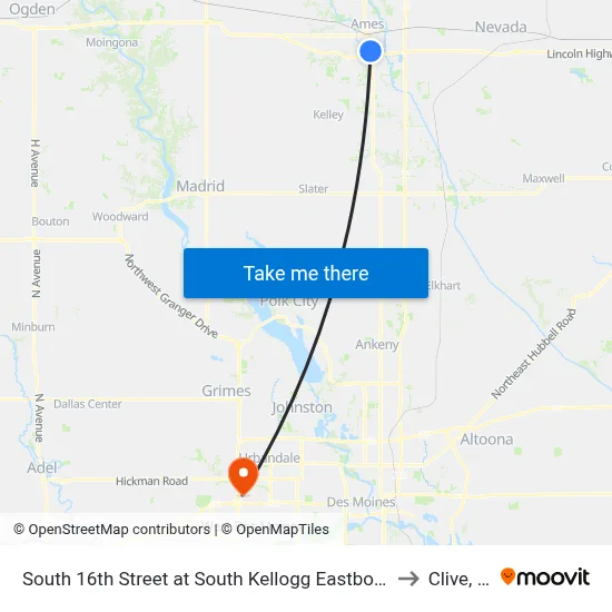South 16th Street at South Kellogg Eastbound to Clive, IA map