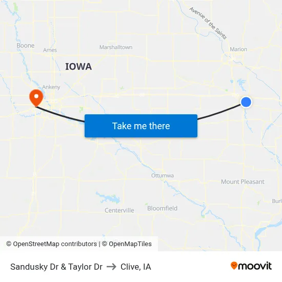 Sandusky Dr & Taylor Dr to Clive, IA map