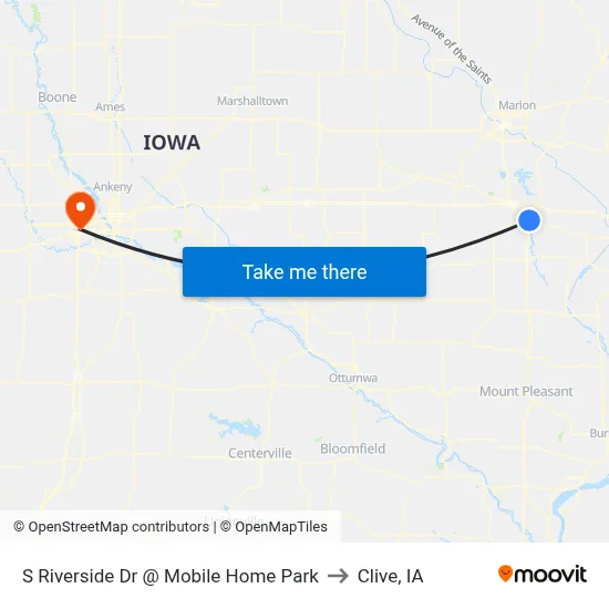 S Riverside Dr @ Mobile Home Park to Clive, IA map