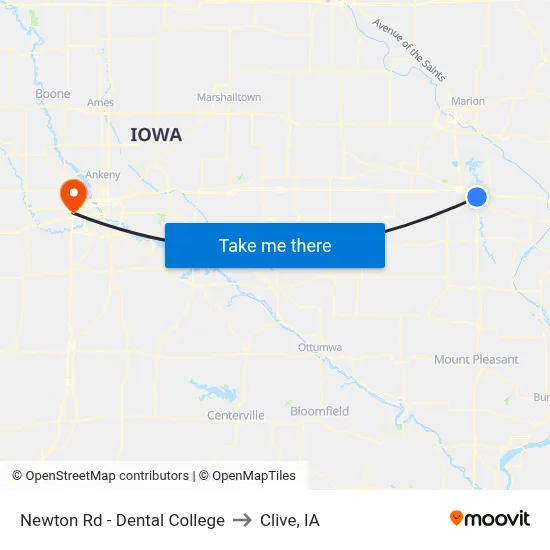 Newton Rd - Dental College to Clive, IA map
