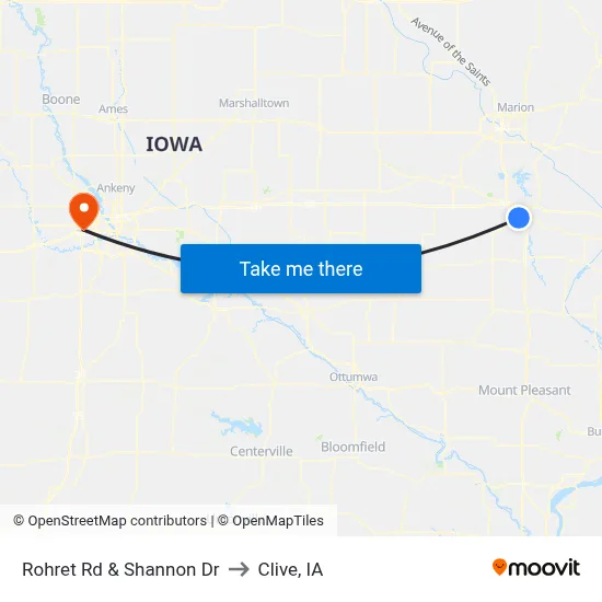 Rohret Rd & Shannon Dr to Clive, IA map