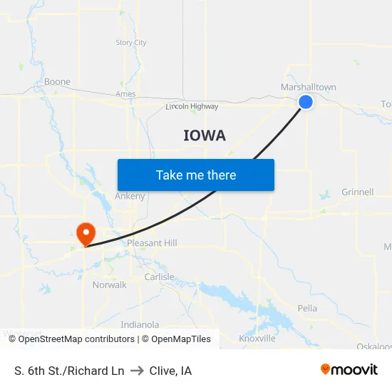 S. 6th St./Richard Ln to Clive, IA map