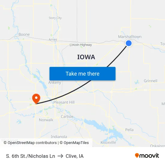 S. 6th St./Nicholas Ln to Clive, IA map
