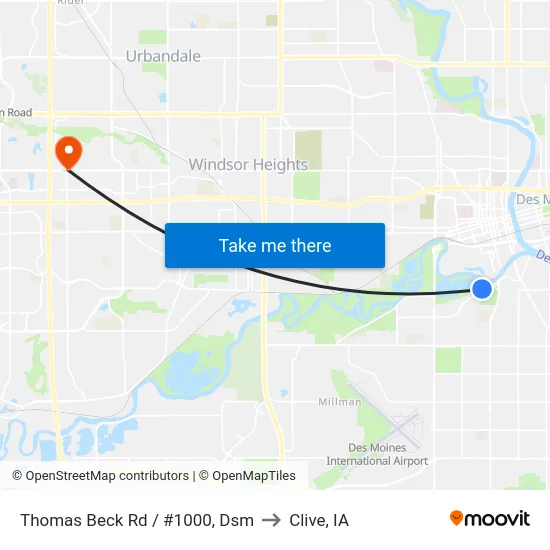 Thomas Beck Rd / #1000, Dsm to Clive, IA map