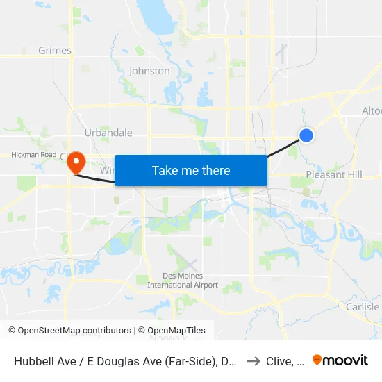 Hubbell Ave / E Douglas Ave (Far-Side), Dsm to Clive, IA map