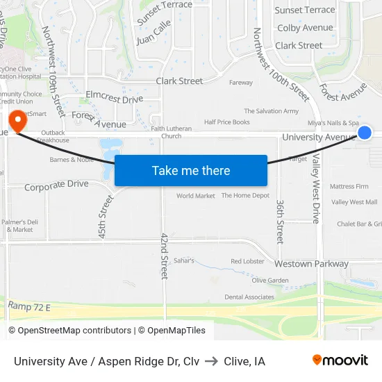 University Ave / Aspen Ridge Dr, Clv to Clive, IA map