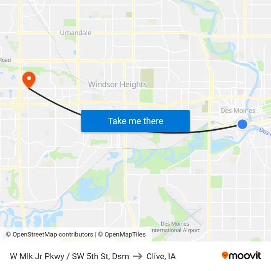 W Mlk Jr Pkwy / SW 5th St, Dsm to Clive, IA map
