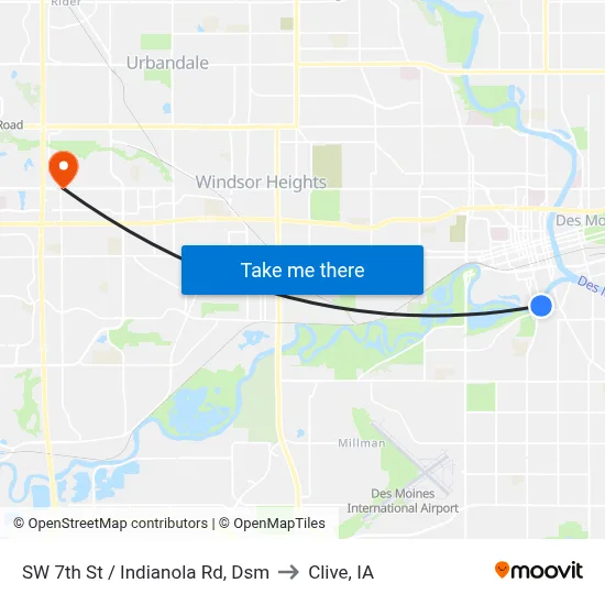 SW 7th St / Indianola Rd, Dsm to Clive, IA map