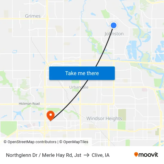 Northglenn Dr / Merle Hay Rd, Jst to Clive, IA map