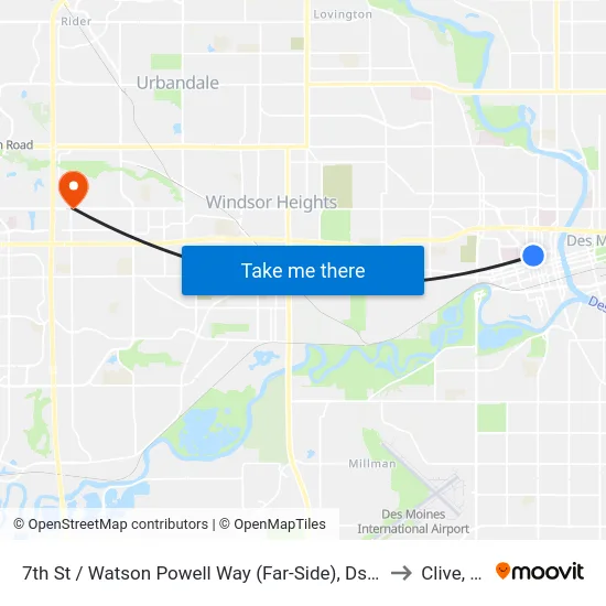 7th St / Watson Powell Way (Far-Side), Dsm to Clive, IA map