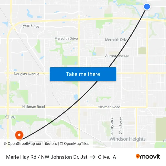 Merle Hay Rd / NW Johnston Dr, Jst to Clive, IA map