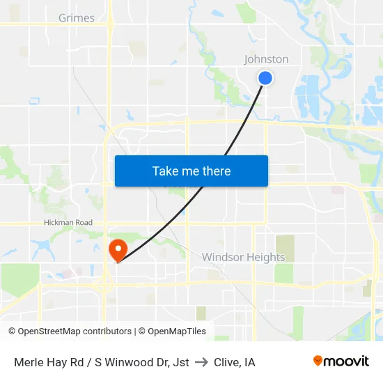 Merle Hay Rd / S Winwood Dr, Jst to Clive, IA map