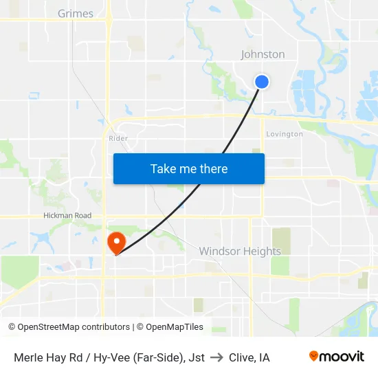 Merle Hay Rd / Hy-Vee (Far-Side), Jst to Clive, IA map