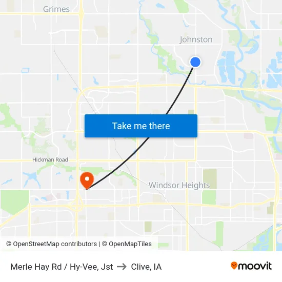 Merle Hay Rd / Hy-Vee, Jst to Clive, IA map