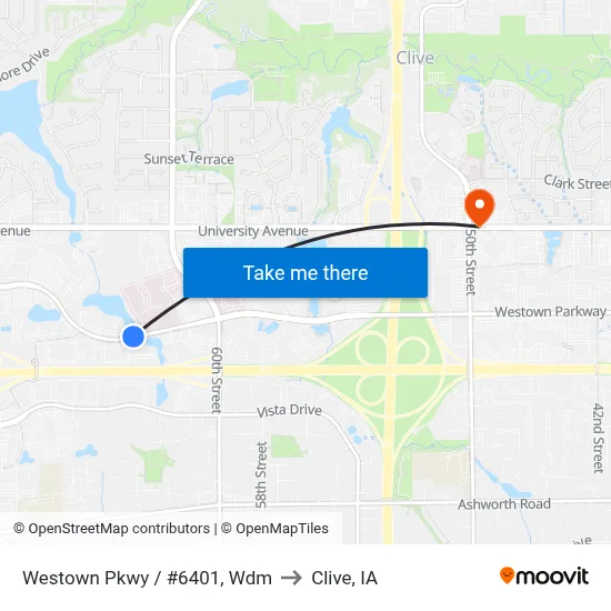 Westown Pkwy / #6401, Wdm to Clive, IA map