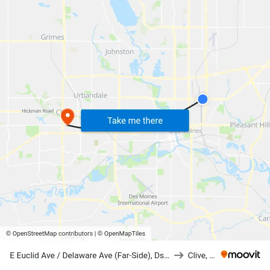 E Euclid Ave / Delaware Ave (Far-Side), Dsm to Clive, IA map