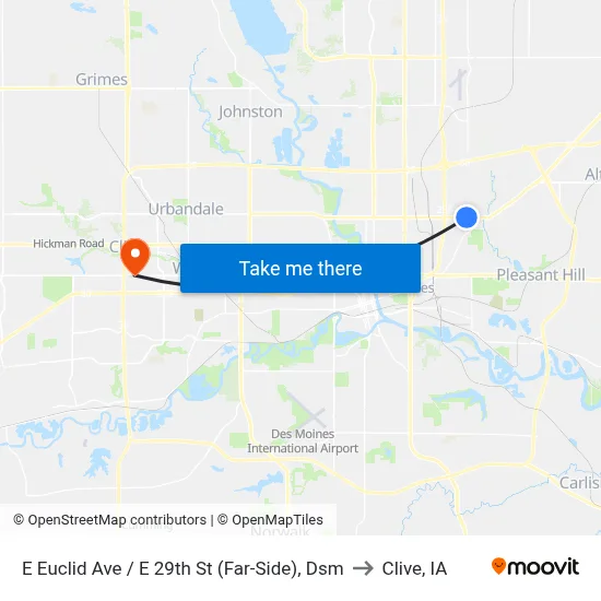 E Euclid Ave / E 29th St (Far-Side), Dsm to Clive, IA map