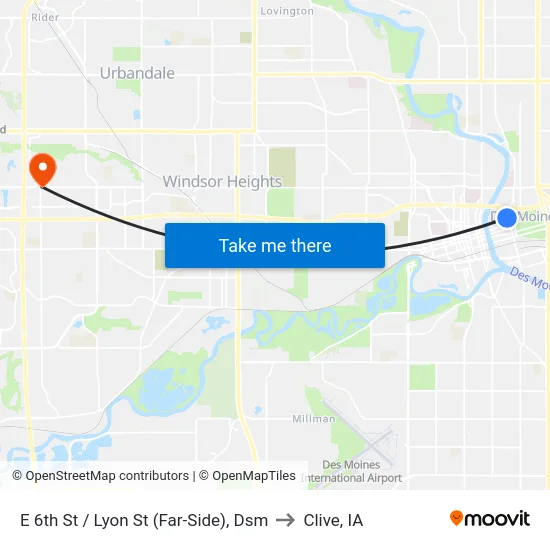 E 6th St / Lyon St (Far-Side), Dsm to Clive, IA map