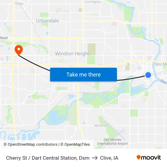 Cherry St / Dart Central Station, Dsm to Clive, IA map