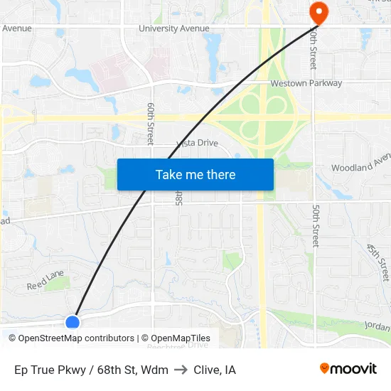 Ep True Pkwy / 68th St, Wdm to Clive, IA map